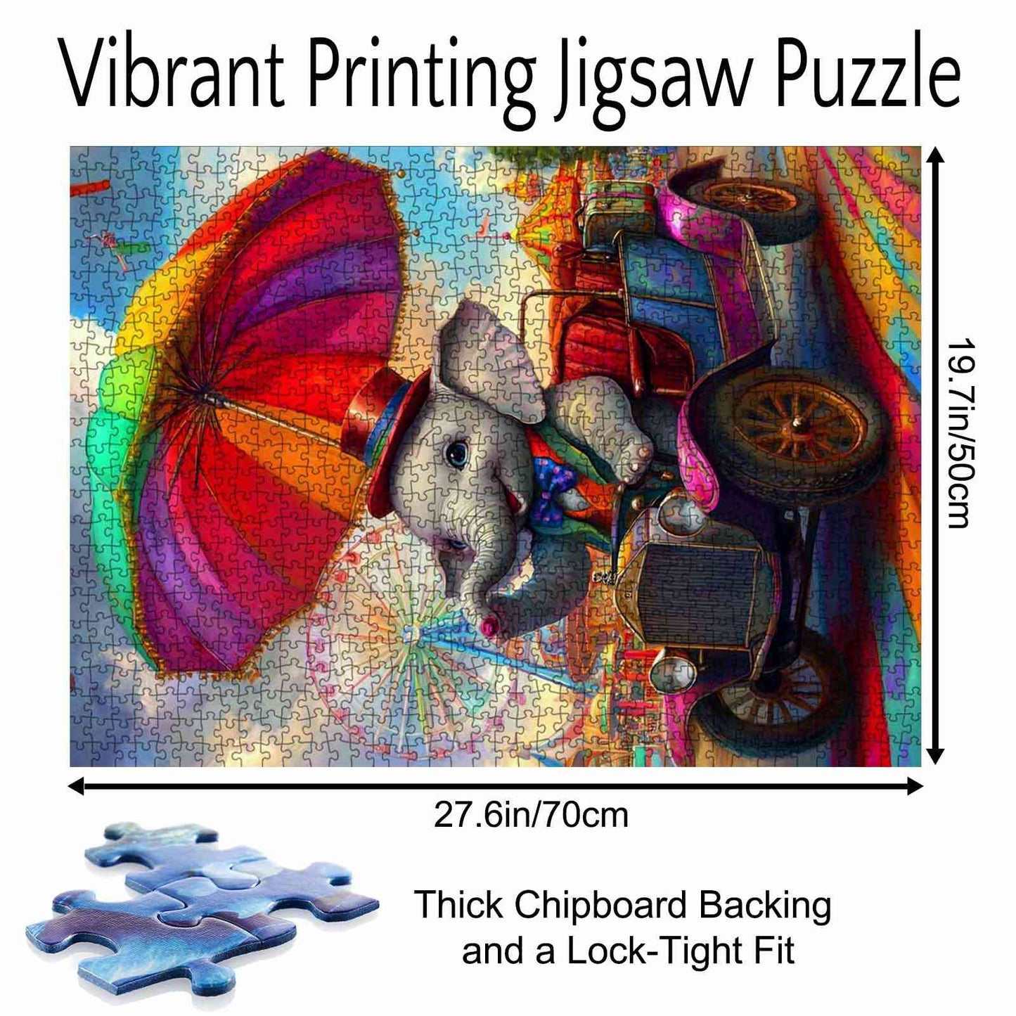 Elephant in Colorful Car Jigsaw Puzzle