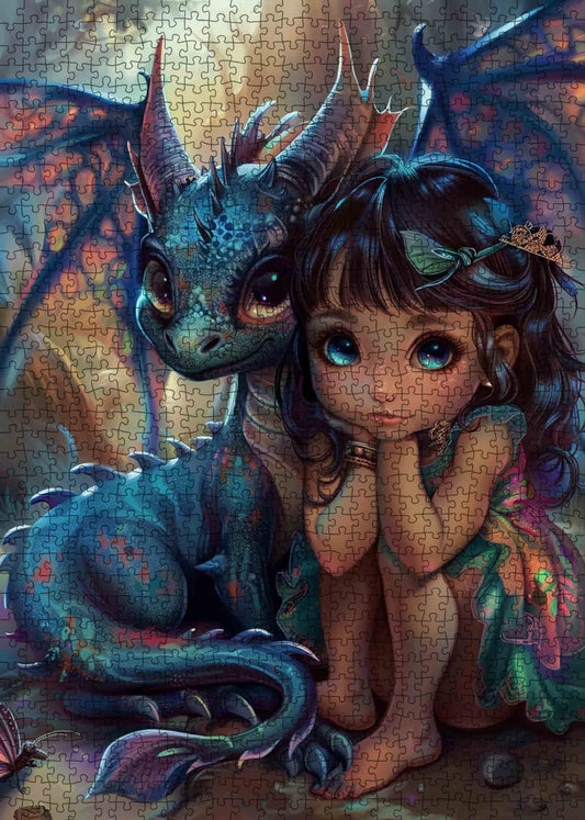 Enchanted Dragon and Girl Jigsaw Puzzle