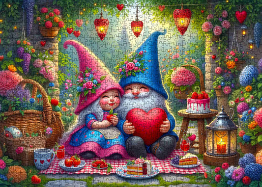 Enchanted Gnome Love Garden Jigsaw Puzzle