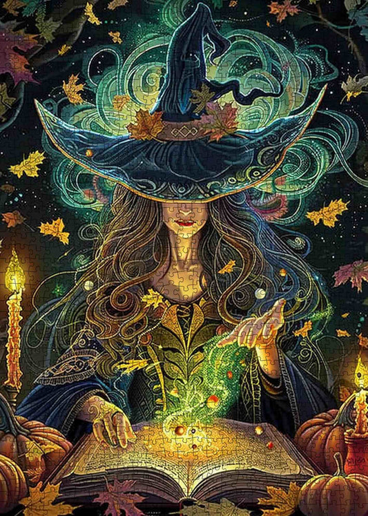 Enchanted Witch and Spellbook Jigsaw Puzzle