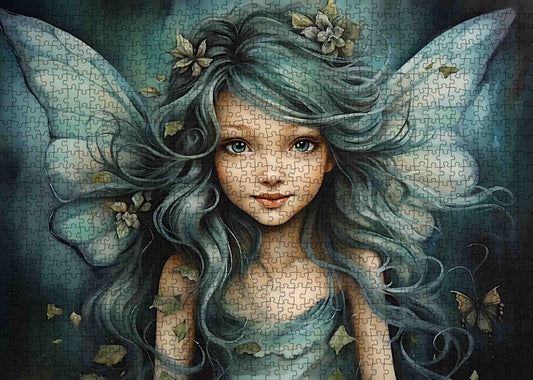 Ethereal Fairy with Flowing Teal Hair Jigsaw Puzzle