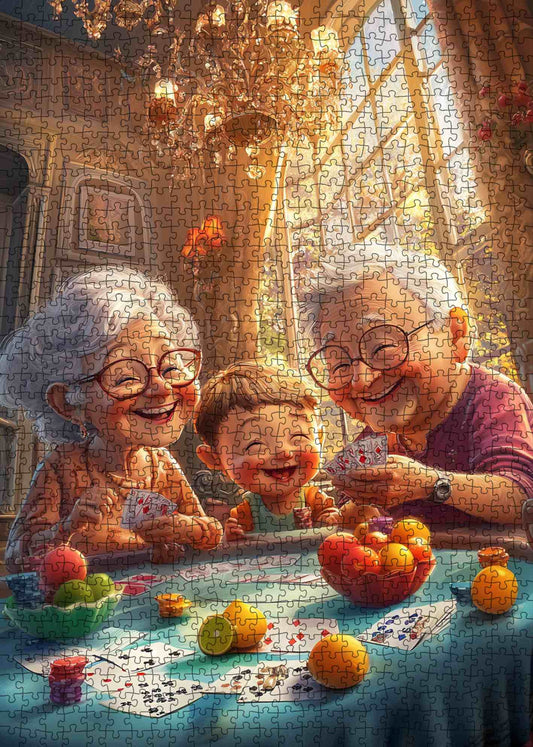 Family Card Game Gathering Jigsaw Puzzle