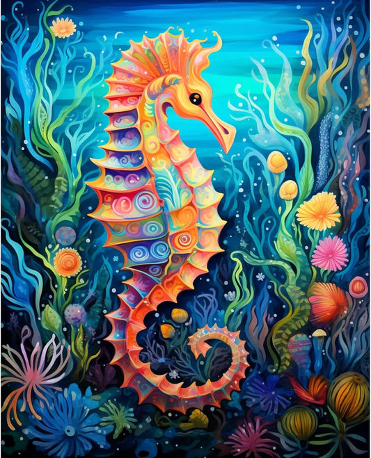 Fancy Sea Horse Paint by Numbers