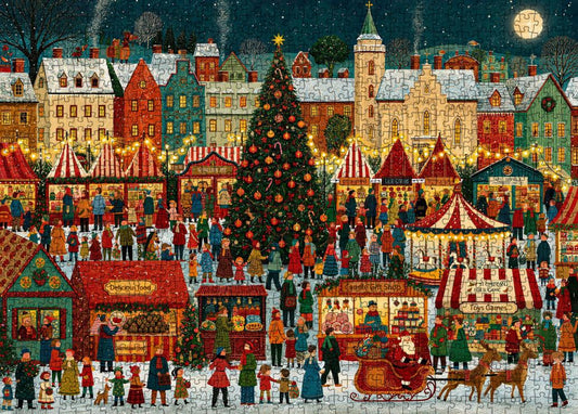 Festive Christmas Market Square Jigsaw Puzzle