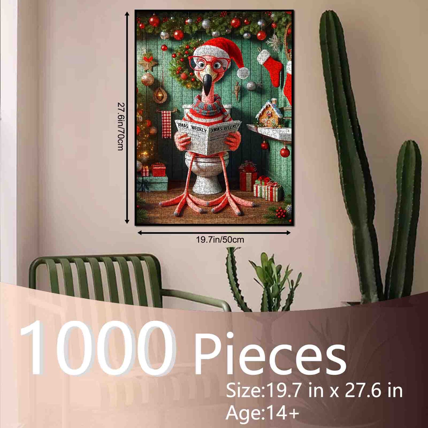Festive Flamingo Toilet Reading Jigsaw Puzzle
