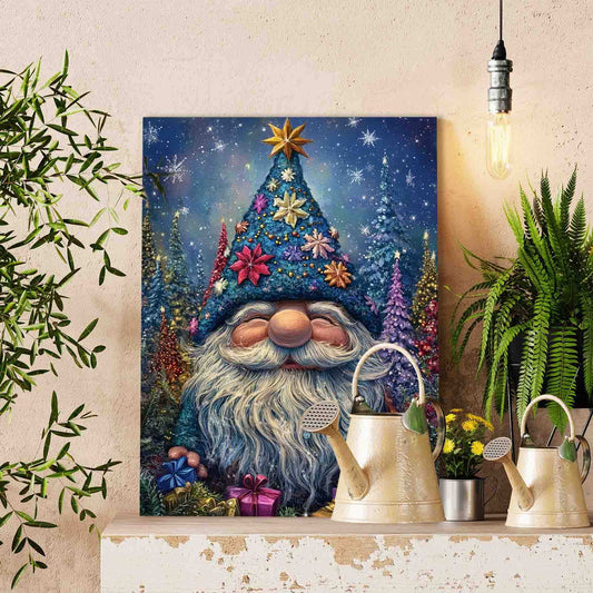Festive Gnome in Gift Forest Paint by Numbers