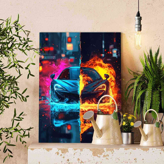 Fire and Ice Sports Car Paint by Numbers