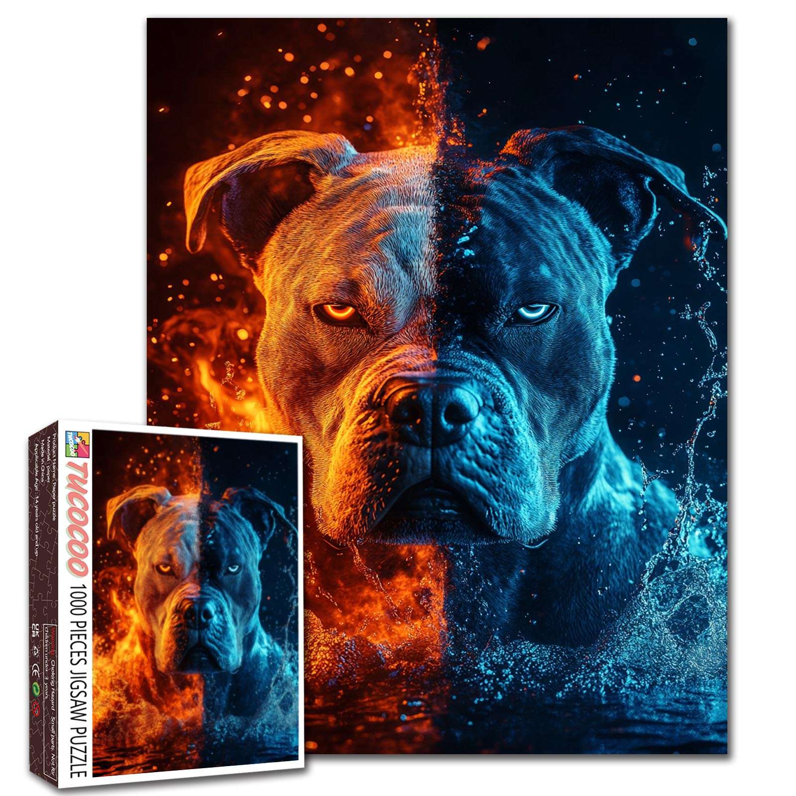 Fire and Ice Pitbull Jigsaw Puzzle – Tucocoo