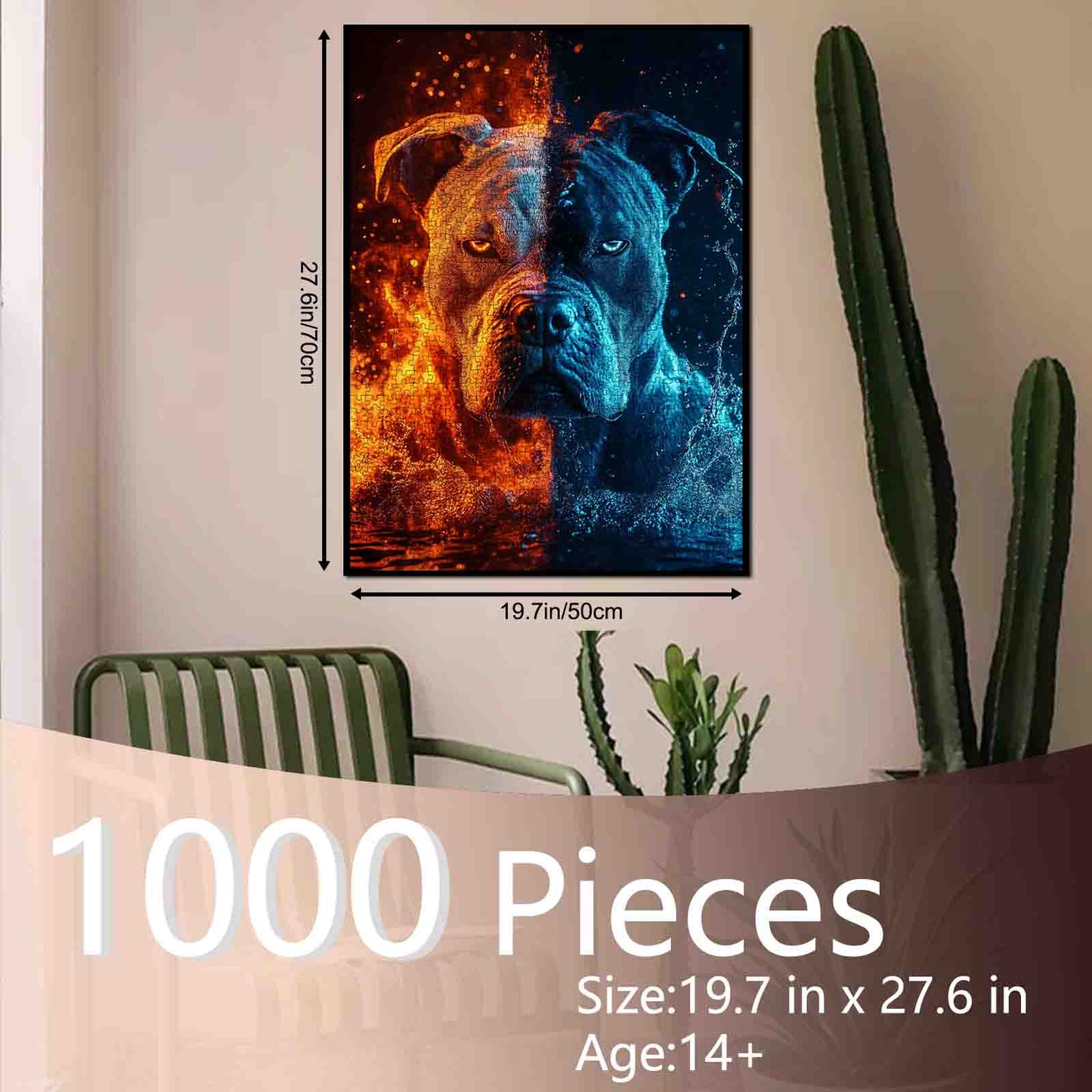Fire and Ice Pitbull Jigsaw Puzzle