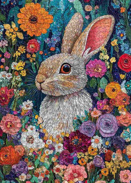 Floral Bunny Bloom Jigsaw Puzzle