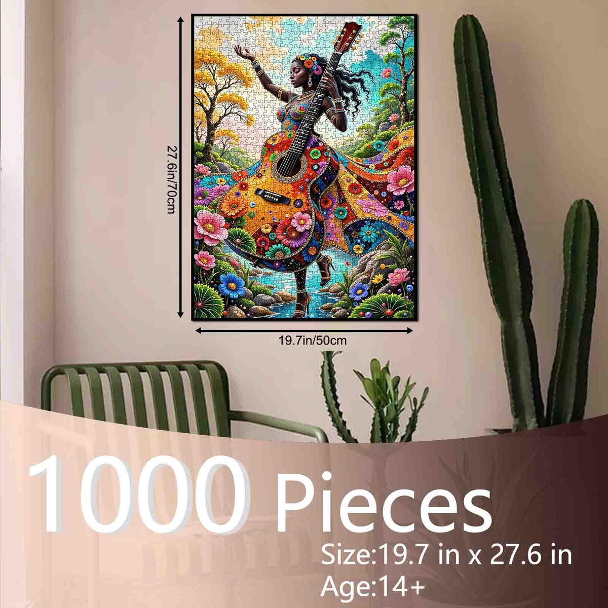 Floral Guitar Goddess Jigsaw Puzzle