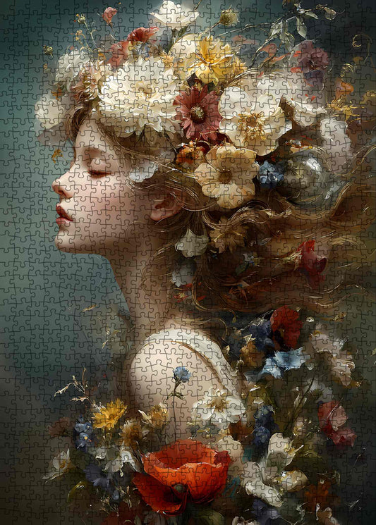 Floral Muse Portrait Fantasy Jigsaw Puzzle
