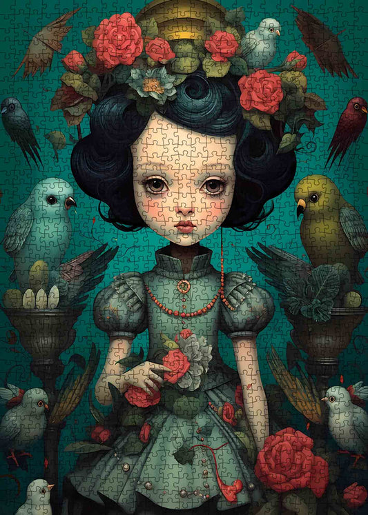 Floral Princess with Birds Jigsaw Puzzle