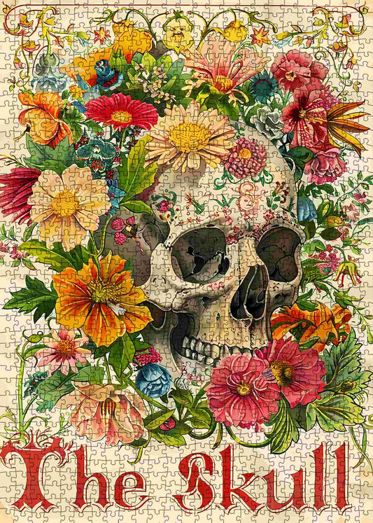 Floral Skull Vintage Style Jigsaw Puzzle