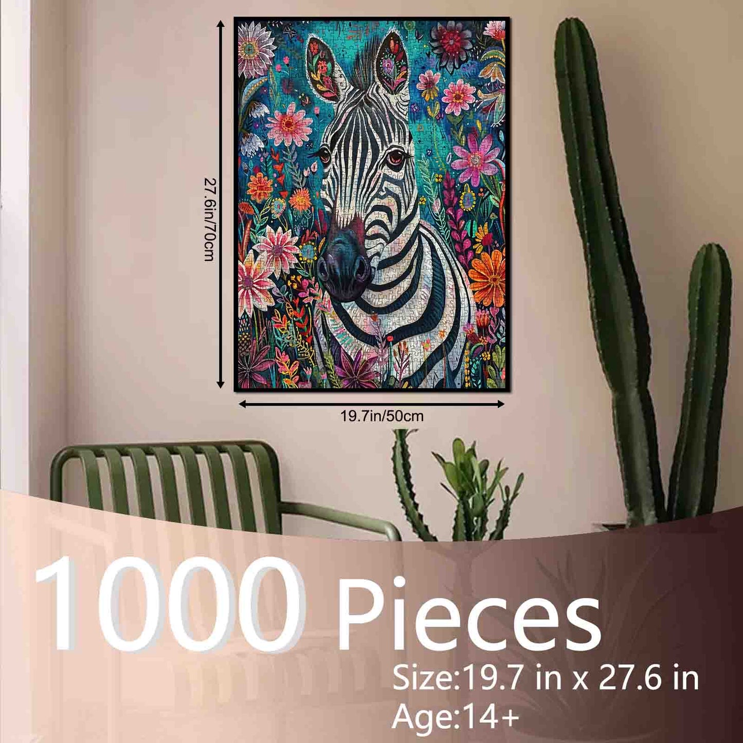 Floral Zebra Portrait Jigsaw Puzzle