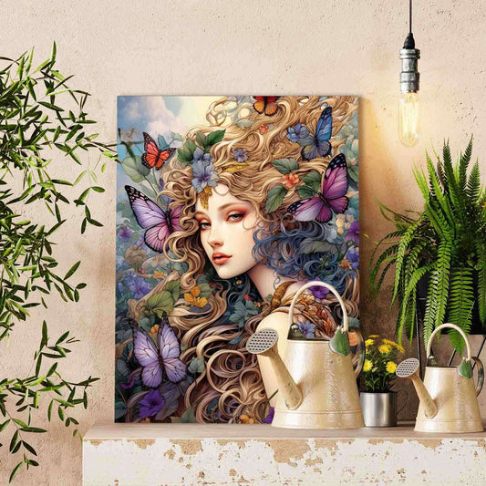 Floral Butterfly Goddess Paint by Numbers