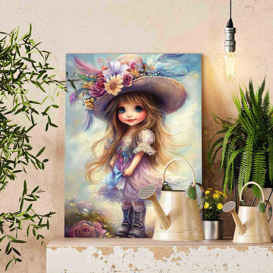 Floral Hat Girl Paint by Numbers