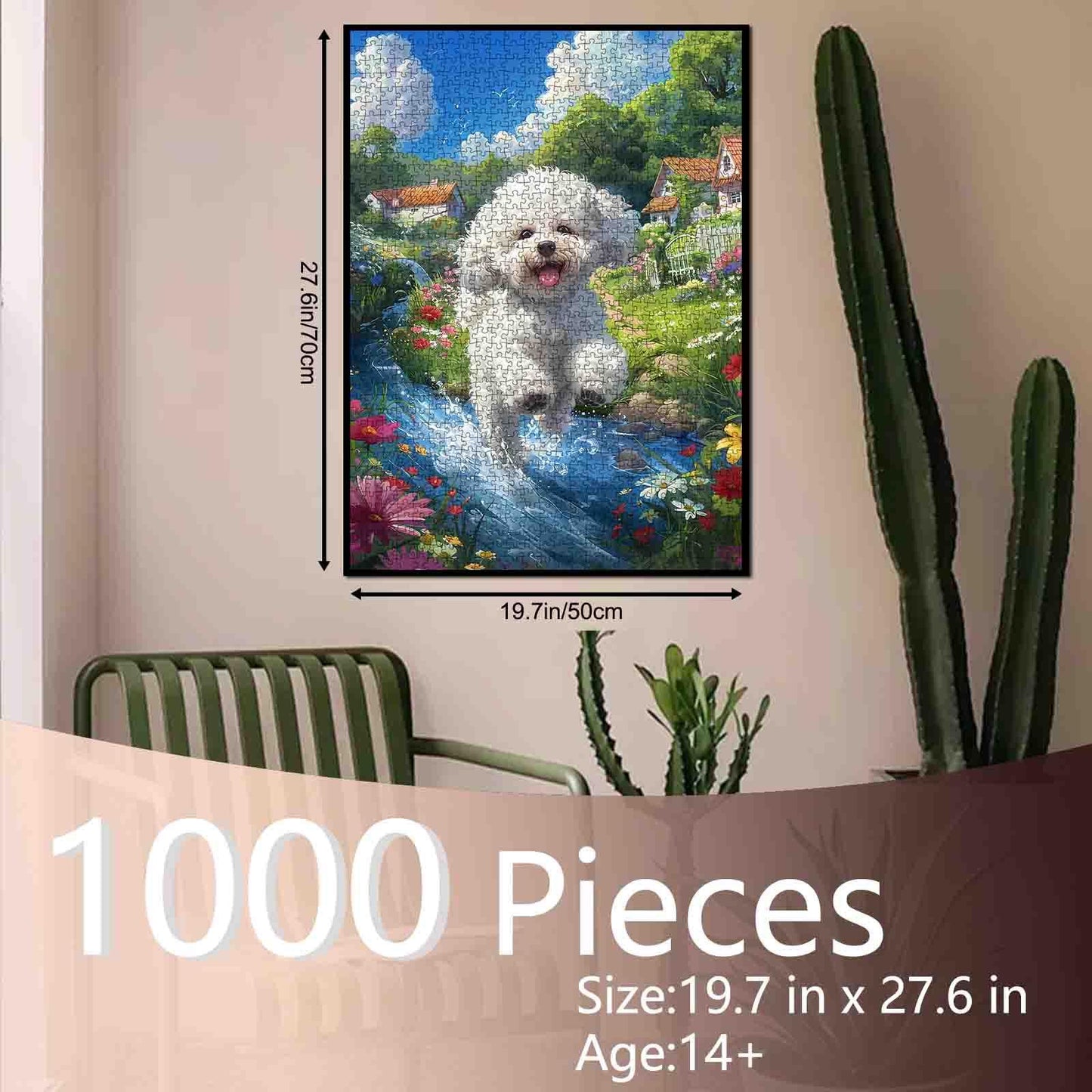 Flower Garden River Dog Jigsaw Puzzle