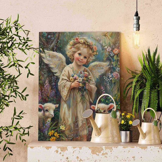 Flower Angel and Lambs Paint by Numbers