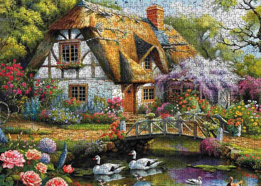 Forest Cabin Goose Flowers Trees Jigsaw Puzzles