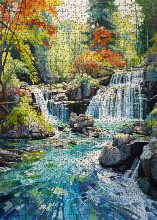 Forest Cascade Stream Jigsaw Puzzle