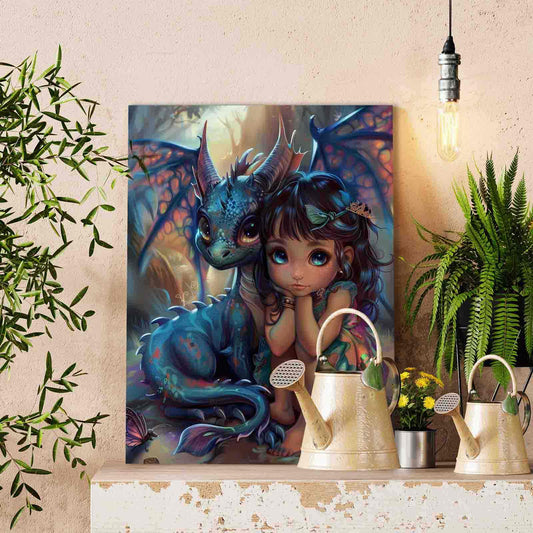 Forest Princess and Baby Dragon Paint by Numbers