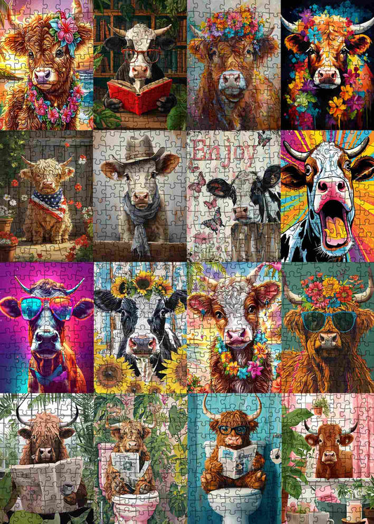 Funny Cow Portrait Collection Jigsaw Puzzle