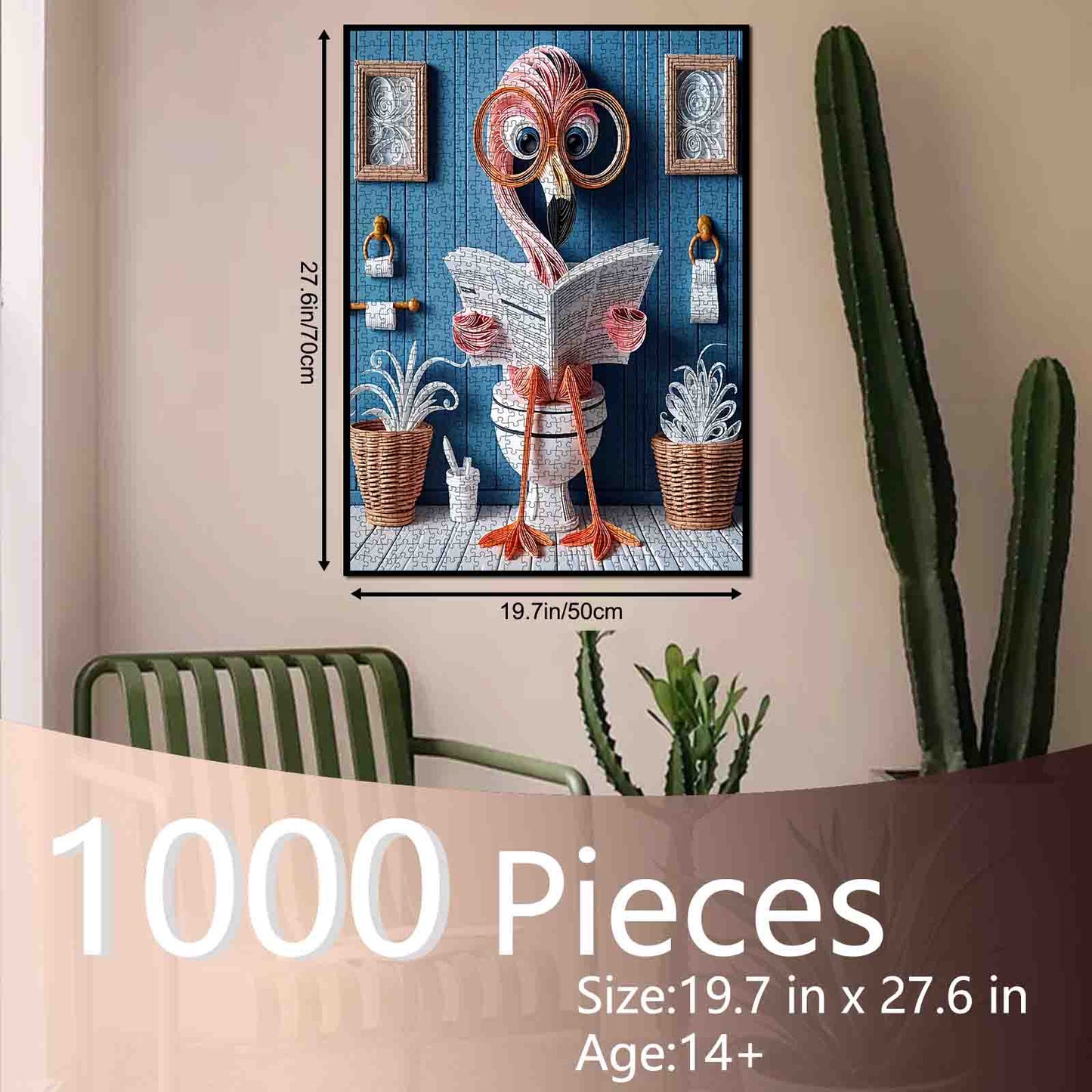 Flamingo Reading on Toilet Jigsaw Puzzle