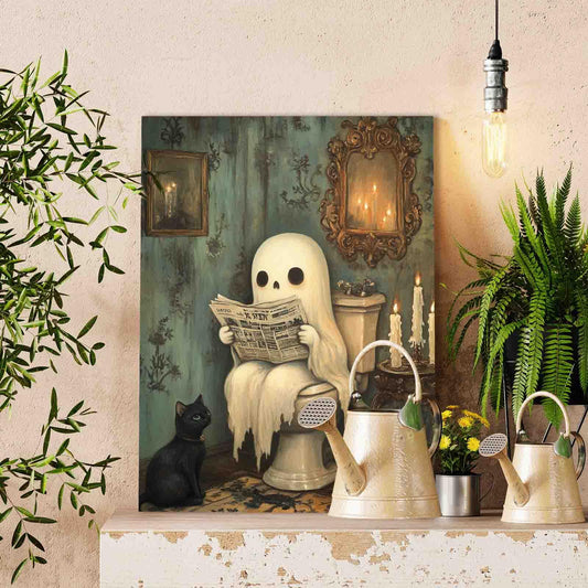 Ghost and Cat Bathroom Moment Paint by Numbers