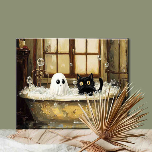 Ghost and Cat Bathtub Paint by Numbers