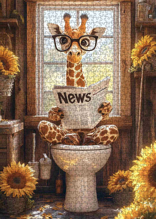Giraffe Reading Newspaper Jigsaw Puzzle