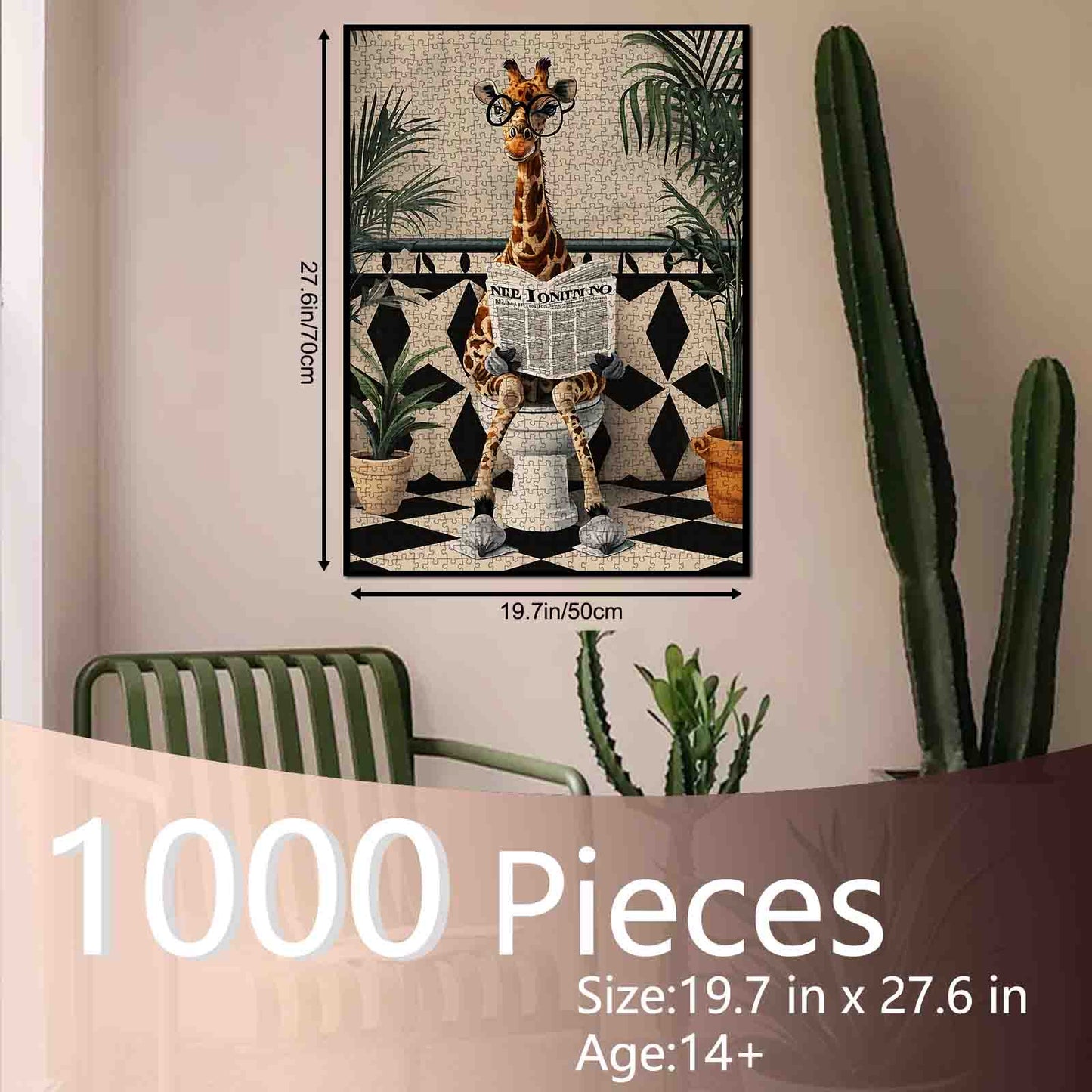 Giraffe Reading Newspaper on Toilet Jigsaw Puzzle