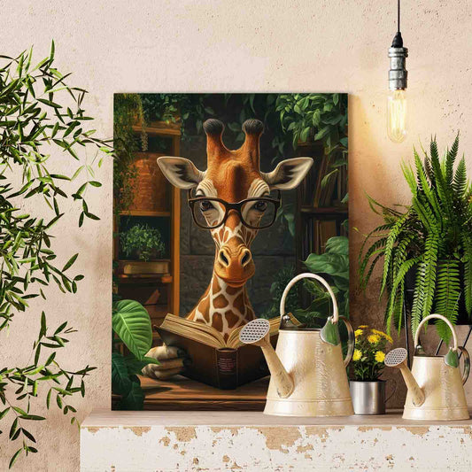 Giraffe Scholar in Study Room Paint by Numbers