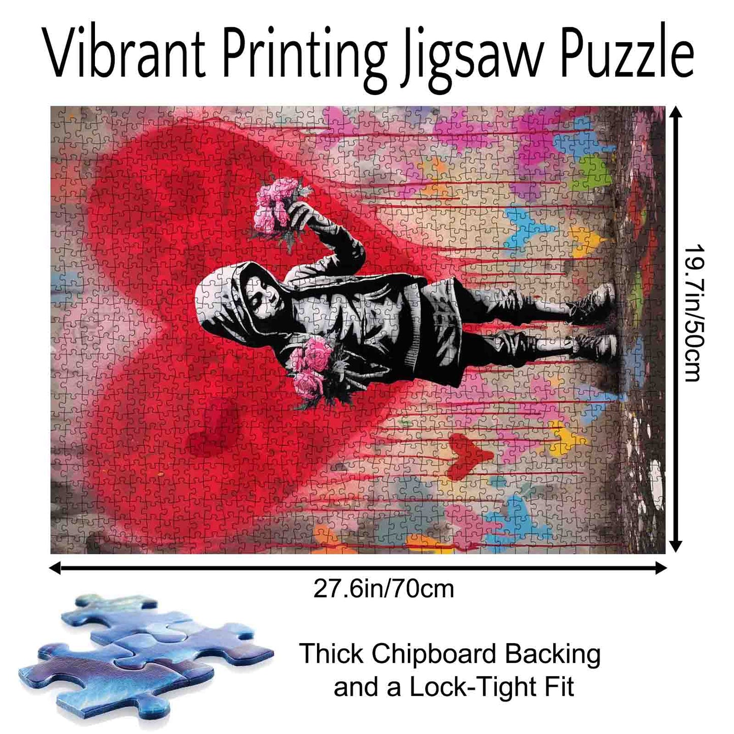 Girl Holding Roses with Heart Background Jigsaw Puzzle