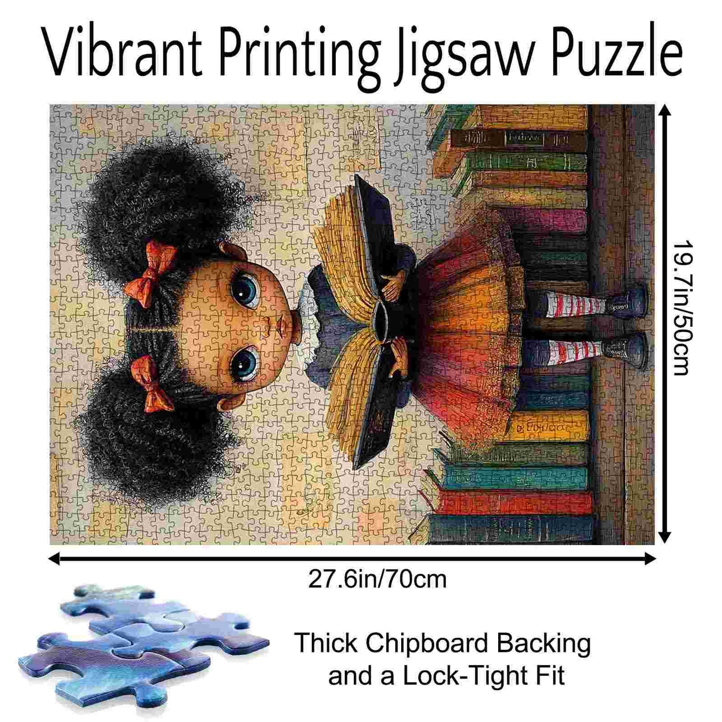 Girl with Book and Colorful Skirt Jigsaw Puzzle