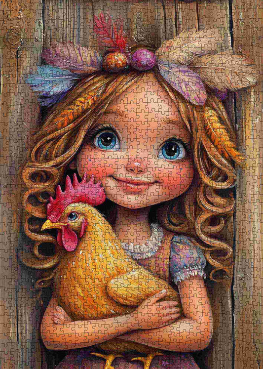 Girl with Chicken Jigsaw Puzzle