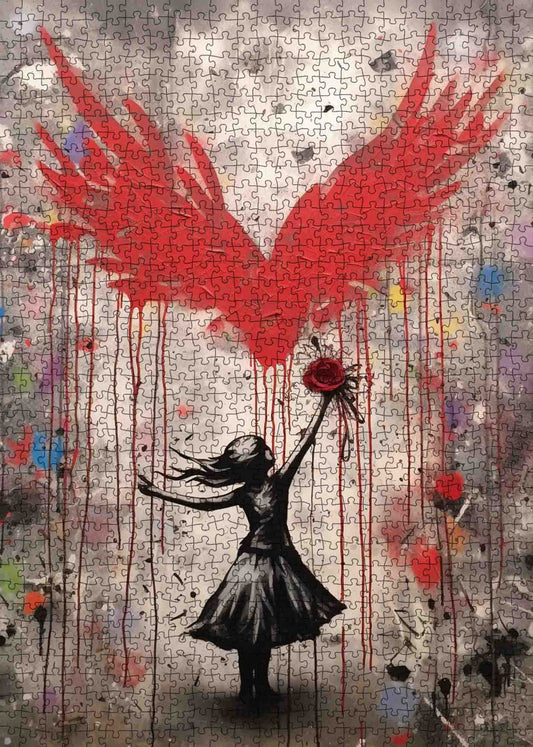 Girl with Heart-Shaped Wings Jigsaw Puzzle