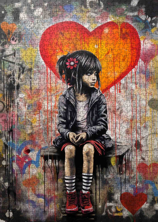 Girl with Heart Balloon Jigsaw Puzzle