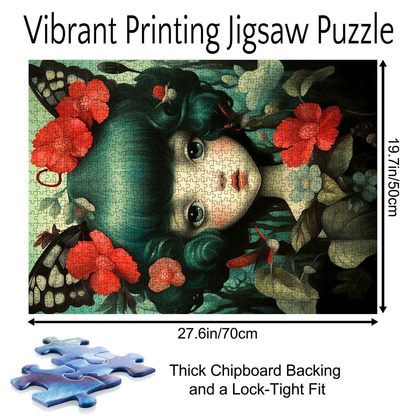 Girl with Red Flowers Jigsaw Puzzle