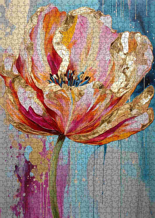 Golden Blooming Flower Jigsaw Puzzle
