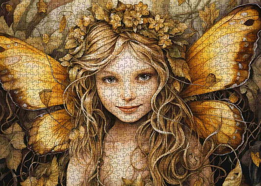 Golden Fairy with Autumn Wings Jigsaw Puzzle