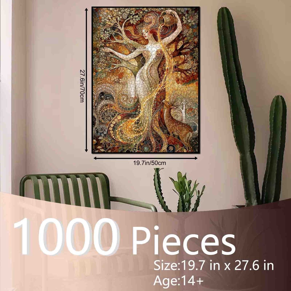 Golden Forest Goddess and Stag Jigsaw Puzzle