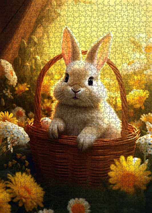 Golden Meadow Bunny Basket Jigsaw Puzzle