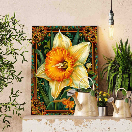 Golden Daffodil Frame Paint by Numbers