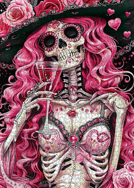 Gothic Skeleton in Evening Gown Jigsaw Puzzles