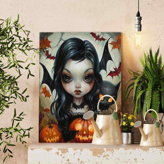 Gothic Girl and Pumpkins Paint by Numbers