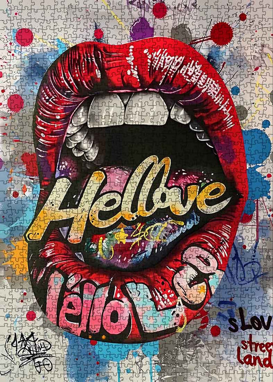 Bold Graffiti Lips Jigsaw Puzzle