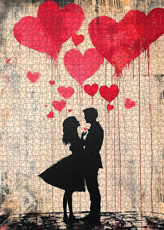 Graffiti Lovers Silhouette Jigsaw Puzzle