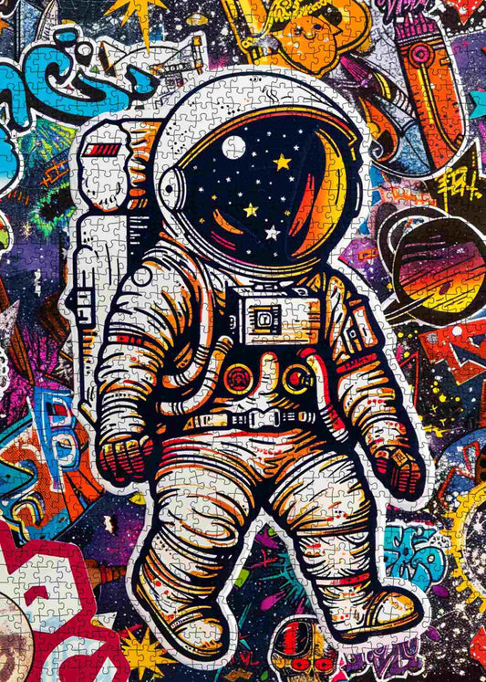 Graffiti Style Cute Astronaut Jigsaw Puzzle