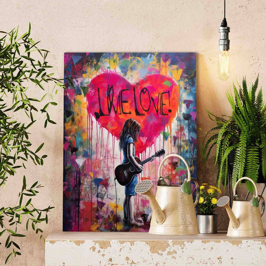 Graffiti Guitar Girl paint by numbers